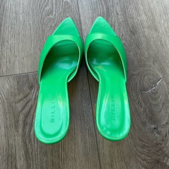 billini zabrina green glam pointed toe slip on mule high heel shoes size 8 new - Picture 9 of 10